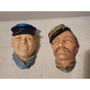 Bossons Chalkware Heads 1986 Civial War Infantry Officer Drummer Boy Lot Vintage